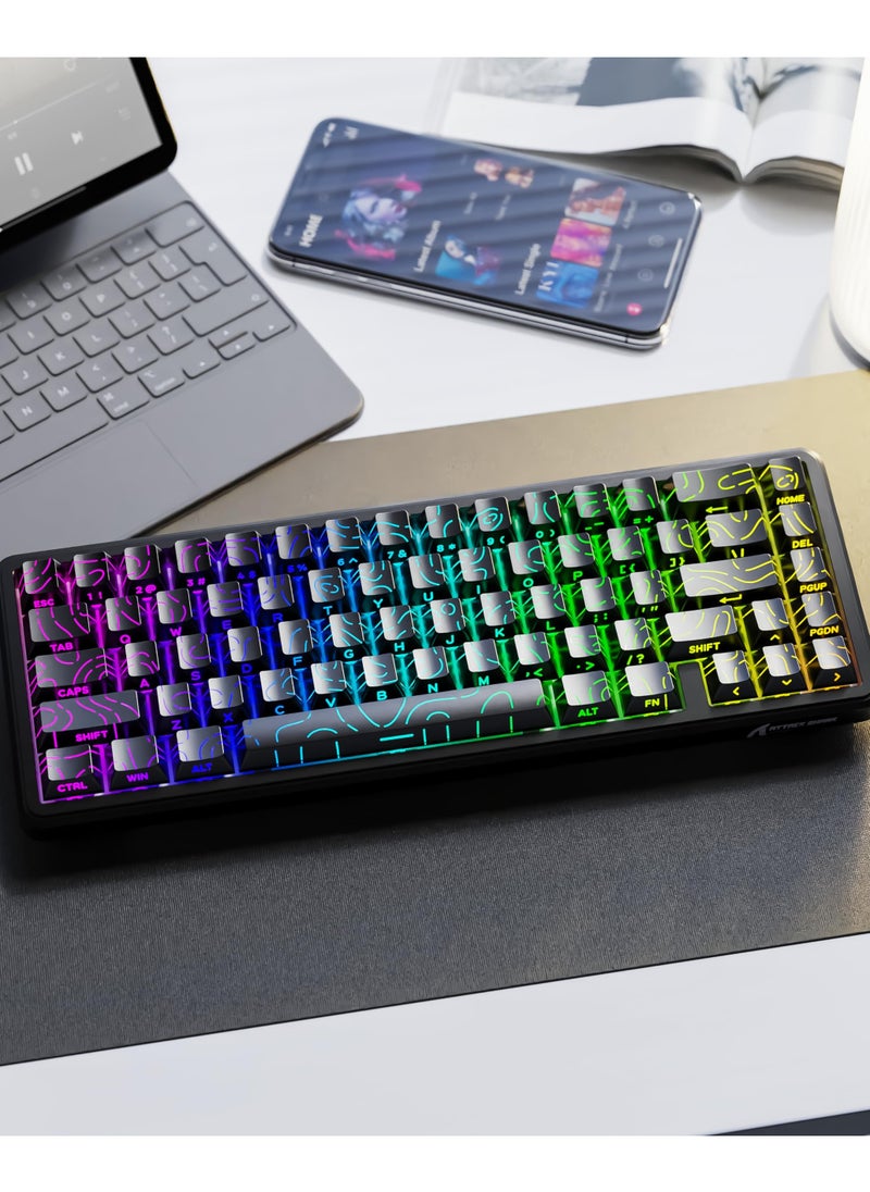 Attack Shark X65 HE Wired Rapid Trigger Magnetic Switch 65% Mechanical Gaming Keyboard, Hall Effect Top Mount RGB Hot Swap,Adjustable Actuation,8KHZ Polling Rate,PBT Keycaps for Win/Mac(Black Contour)  - Image 3
