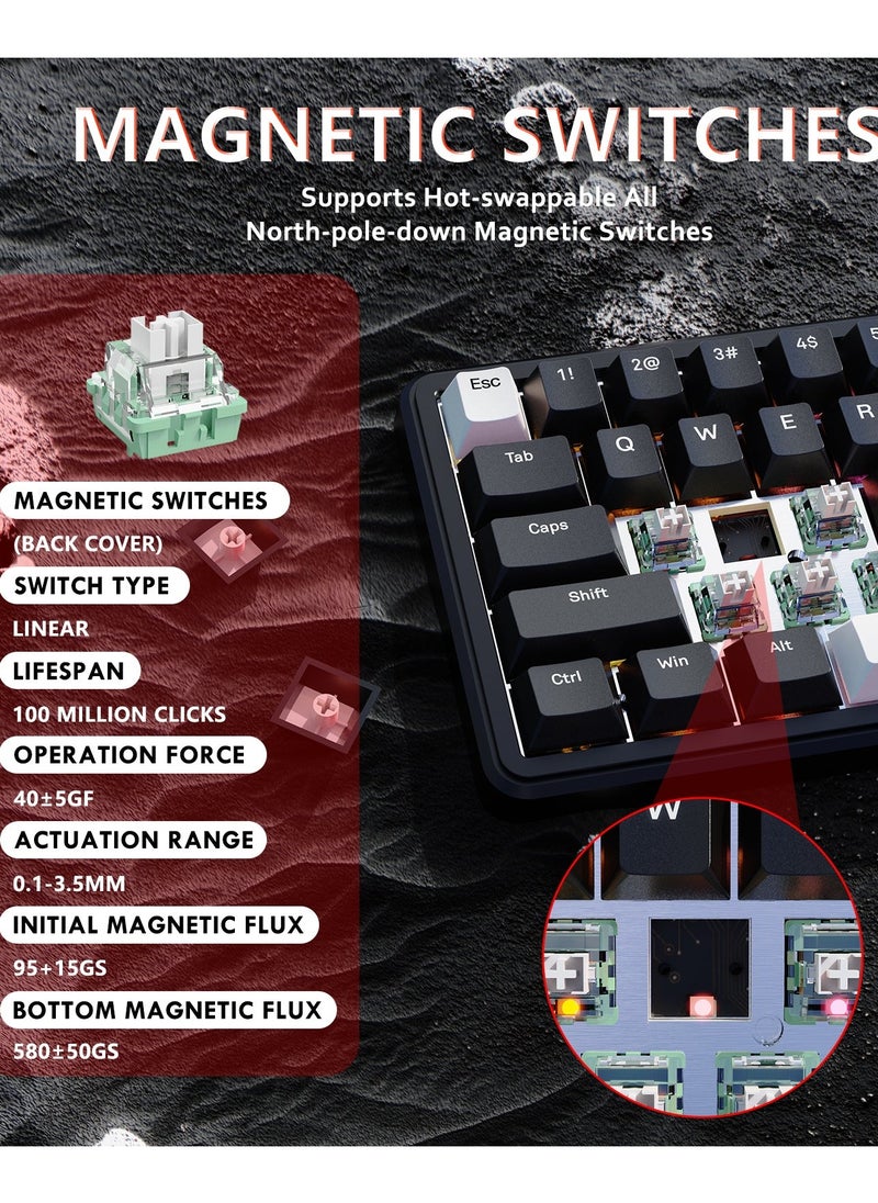 Attack Shark X65 HE Wired Rapid Trigger Magnetic Switch 65% Mechanical Gaming Keyboard, Hall Effect Top Mount RGB Hot Swap,Adjustable Actuation,8KHZ Polling Rate,PBT Keycaps for Win/Mac(Black Contour)  - Image 4