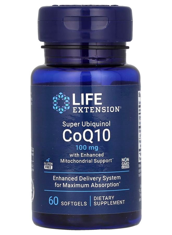 Super Ubiquinol CoQ10 with Enhanced Mitochondrial Support 100 mg 60 Softgels
