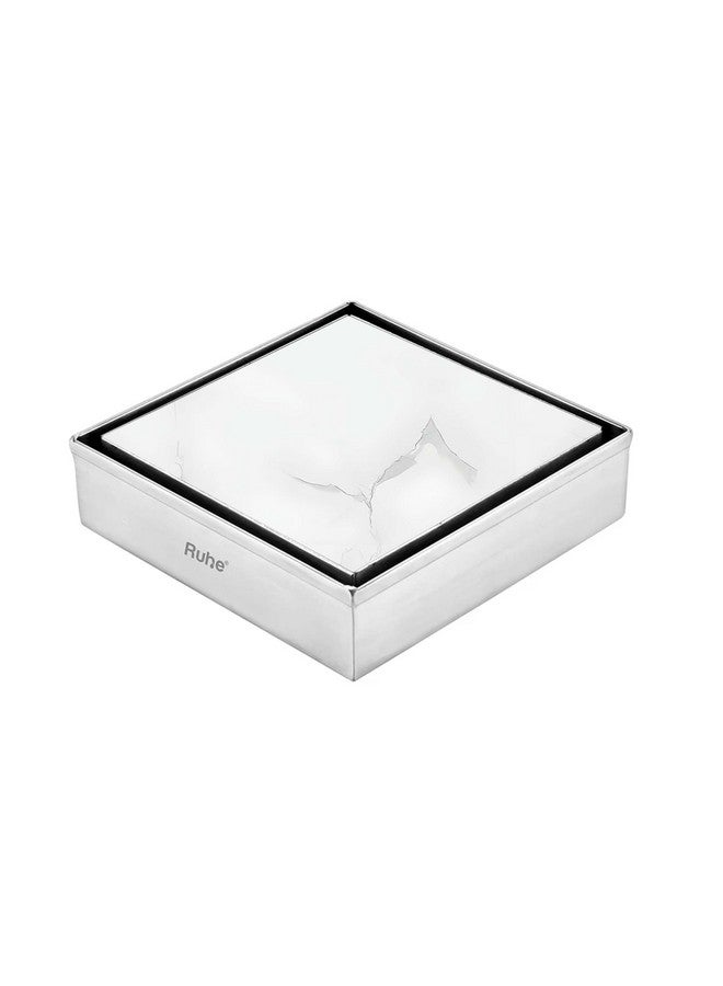 Ruhe® Marble Insert Floor Drain | 304 Stainless Steel Invisible Shower Drain Channel | 5 x 5 Inches Waste Water Floor Drain for 21mm Marble - Image 1