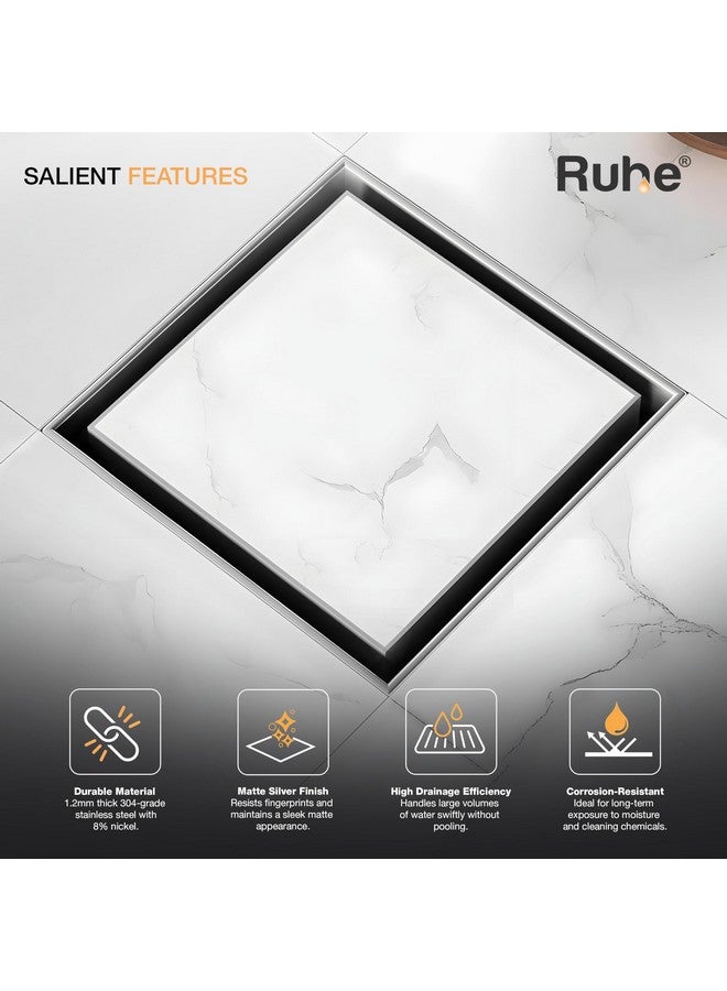 Ruhe® Marble Insert Floor Drain | 304 Stainless Steel Invisible Shower Drain Channel | 5 x 5 Inches Waste Water Floor Drain for 21mm Marble - Image 5