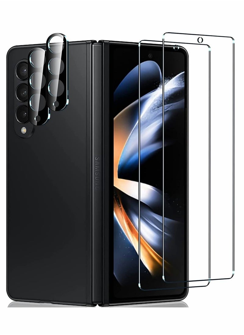 Y&D For Samsung Galaxy Z Fold 4 Front Screen Protector Tempered Glass Case Friendly 9H Hardness HD Clear Film + Camera Lens for 5G - Anti-Scratch  - Image 1
