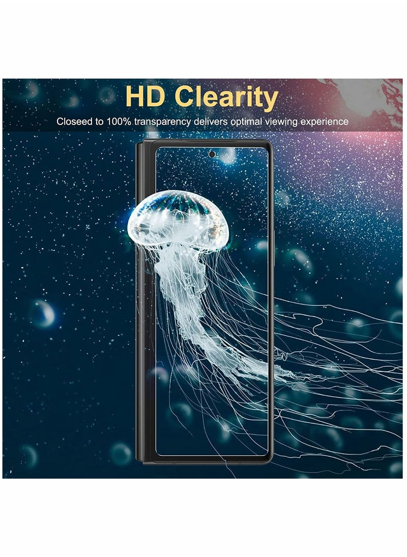 Y&D For Samsung Galaxy Z Fold 4 Front Screen Protector Tempered Glass Case Friendly 9H Hardness HD Clear Film + Camera Lens for 5G - Anti-Scratch  - Image 5