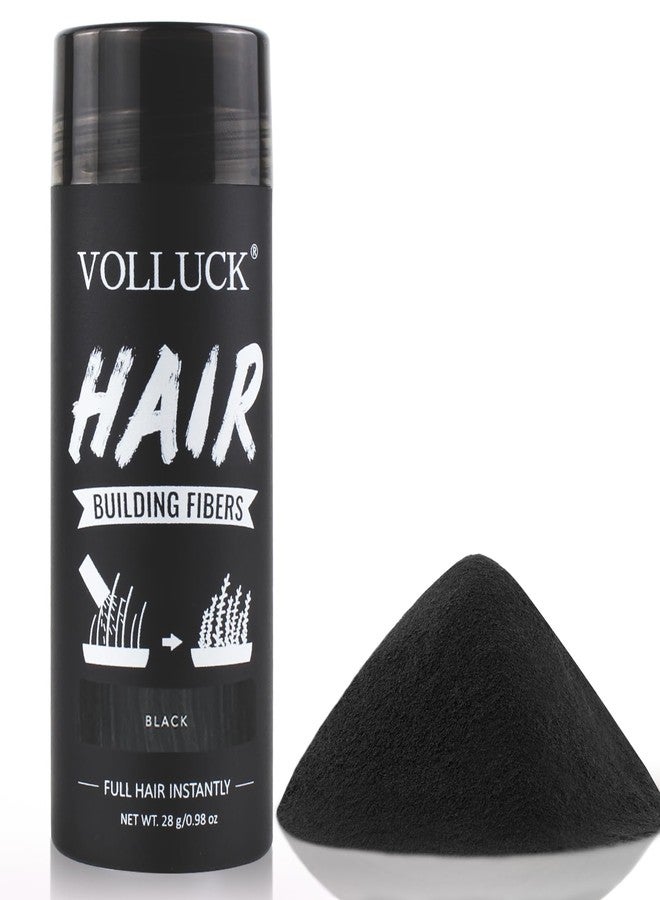 VOLLUCK Hair Fibers for Thinning Hair, Instant Coverage Hair Building Fibers for Women and men, Natural Hair Powder for Conceal Hair Loss 28 g (Black) - Image 1