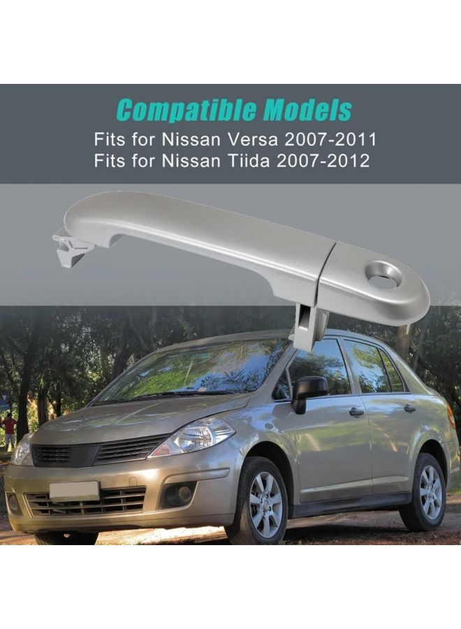 Front Left Door Exterior Handle with Keyhole Silvery for Nissan Versa 2007 2011 and Nissan Tiida 2007 2012 - Image 1