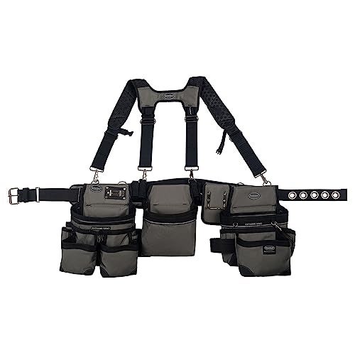 Bucket Boss 3 Bag Tool Bag Set with Suspenders in Grey, 55185 - Image 1