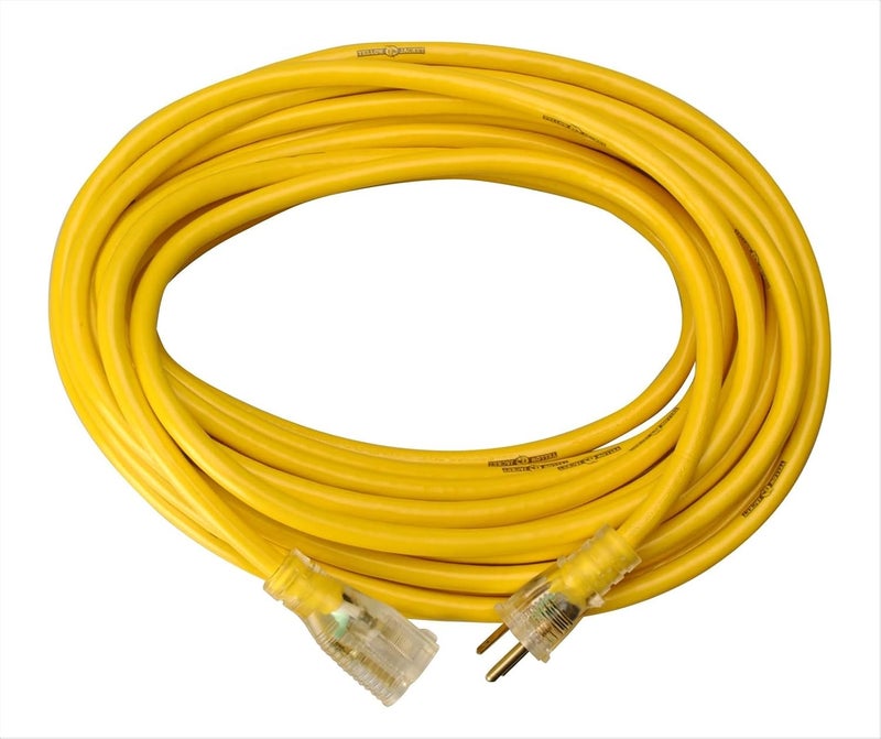 Woods Yellow Jacket 2883 12/3 Heavy-Duty 15-Amp SJTW Contractor Extension Cord with Lighted Ends - 7.6m - Image 1