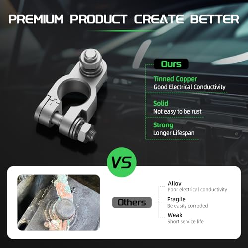 Bateria Power طقم موصلات طرف البطارية، موصلات ثقيلة للسيارات البحرية الإيجابية والسلبية، مع 4 قطع من لقم النحاس 2 قياس 3/8"، 4 أنابيب انكماش حراري، و2 أغطية واقية و2 غسالات مضادة للتآكل - Image 3