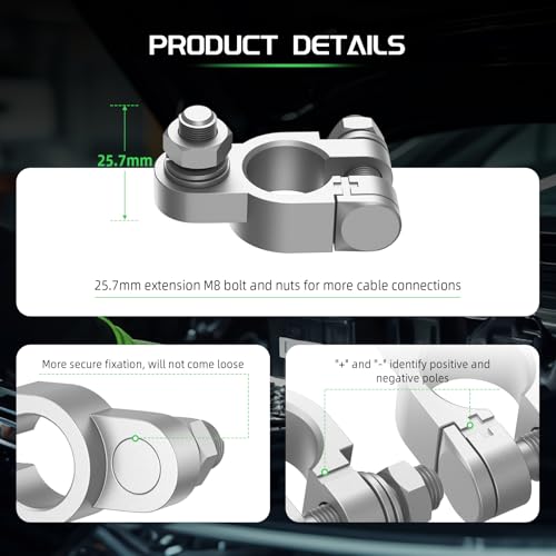 Bateria Power طقم موصلات طرف البطارية، موصلات ثقيلة للسيارات البحرية الإيجابية والسلبية، مع 4 قطع من لقم النحاس 2 قياس 3/8"، 4 أنابيب انكماش حراري، و2 أغطية واقية و2 غسالات مضادة للتآكل - Image 5