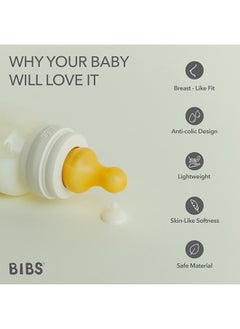 BIBS Pack Of 1 Baby Bottle Round Nipple Latex 150 Ml Slow Flow, Ivory, 0 Months +  - Image 5