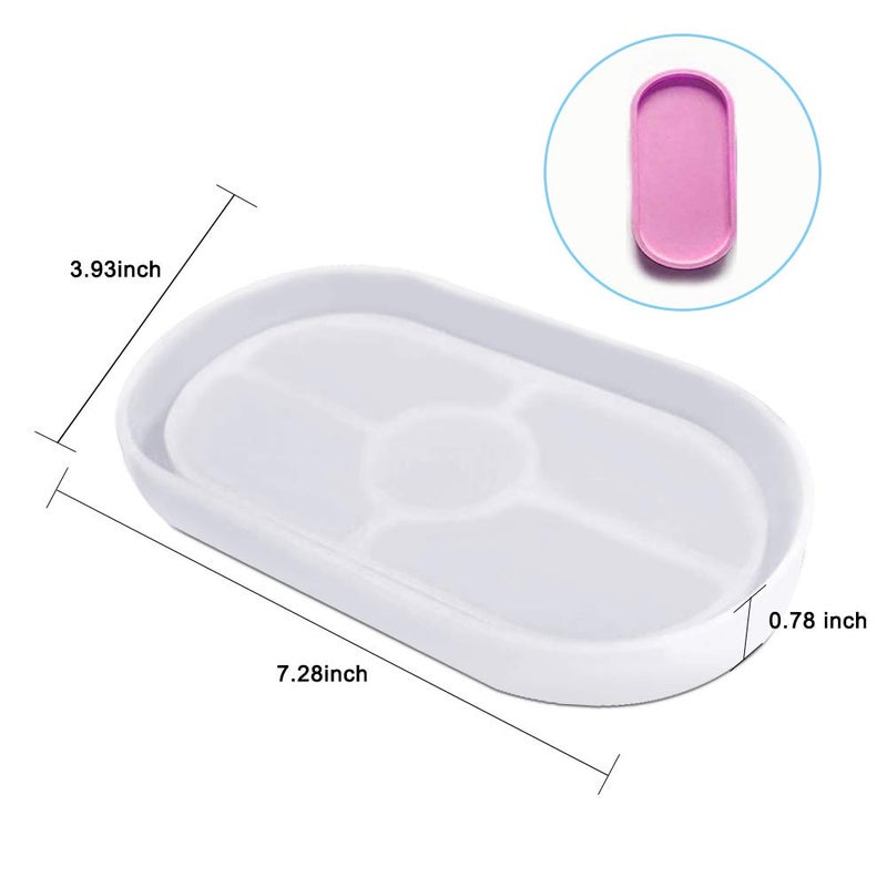 AFUNTA DIY Oval Silicone Coaster Mold,2 Pcs Soft Flexible Oval Crystal Silicone Molds for Casting with Resin, Concrete, Cement and Polymer Clay - Transparent White - Image 3