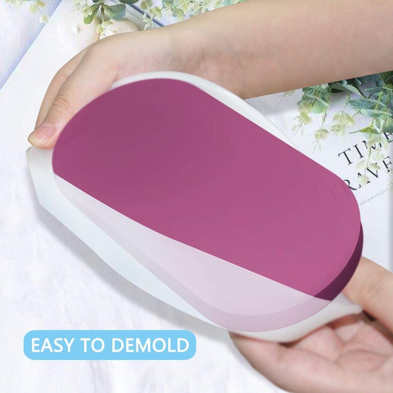 AFUNTA DIY Oval Silicone Coaster Mold,2 Pcs Soft Flexible Oval Crystal Silicone Molds for Casting with Resin, Concrete, Cement and Polymer Clay - Transparent White - Image 5