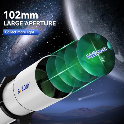 SVBONY SV48P Telescope for Adults High Powered 102mm Large Aperture F65 Refractor OTA for Adults Beginner Astronomer Astronomical Telescope for Observation of Deep Space Celestial Objective - Image 3