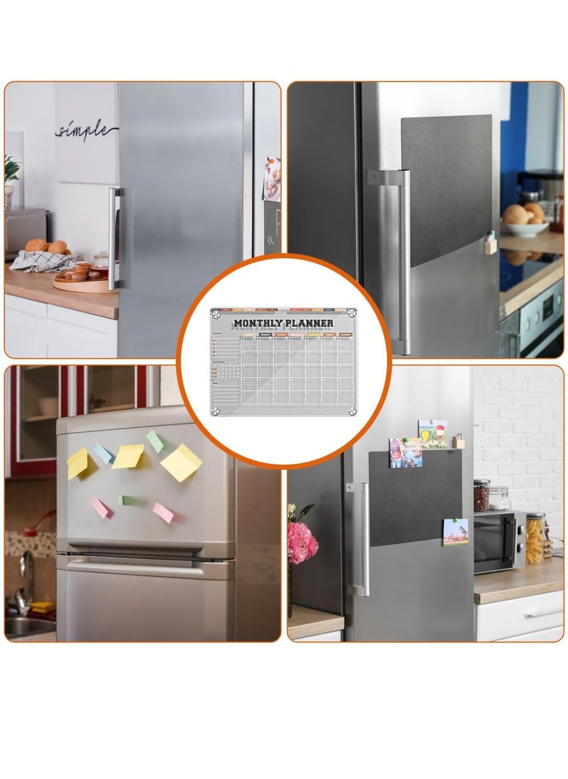 Excefore Fridge Dry Erase Board, Reusable Magnetic Fridge Dry Erase Board, Acrylic Clear Message Board Fridge Notepad, Planner Board for Monthly Grocery List, Kitchen Planner, 12x9in  - Image 2