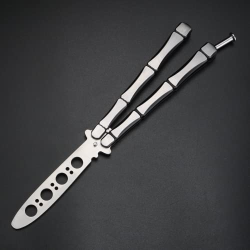 The AutoStory Premium Butterfly Knife Trainer : Perfect Your Flipping Tricks with Safe and Durable Stainless Steel Tool to Practice and Train (Skeleton, Silver) - Image 5