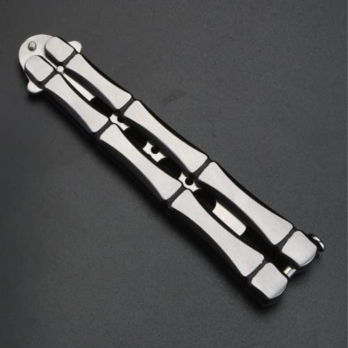 The AutoStory Premium Butterfly Knife Trainer : Perfect Your Flipping Tricks with Safe and Durable Stainless Steel Tool to Practice and Train (Skeleton, Silver) - Image 4