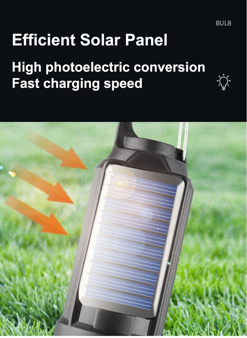 YooA 2pc Solar Rechargeable Camping Lights with USB Charging Cable, 3-mode Brightness|Waterproof|Upgraded Battery|Spring Hook Hanging Design, LED Tent Light Hanging Camping Lantern, Good hanging Lamp for Camping, Hiking, Outdoor Activities, Emergency, Household, Car Repairing (2pc Set)  - Image 2