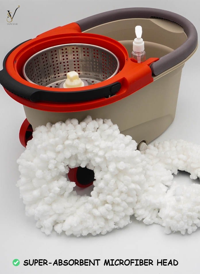 VIEW STAR Viewstar Spin Mop with Bucket – 360° Rotating Microfiber Floor Cleaning System with Handle & Wheels – Easy Drying & Refill Pads for Home, Kitchen & Office  - Image 5