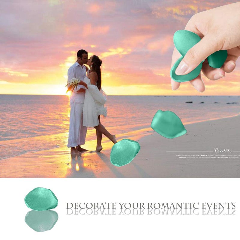 Neo LOONS Premium Artificial Silk Rose Petals Flower Girl Scatter Petals for DIY Wedding Aisle Centerpieces Table Confetti Party Favors Home Decoration  Turquoise Blue 200pcs - Image 3