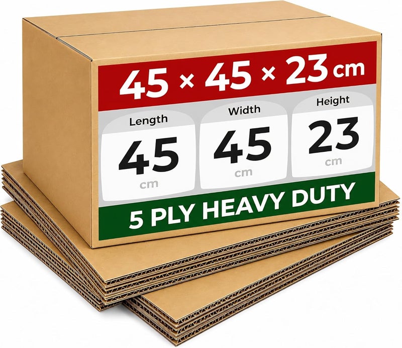 AL FAKHAMA 5 Ply Heavy Duty Corrugated Cardboard Shipping Box - 45x45x23 cm - Image 1