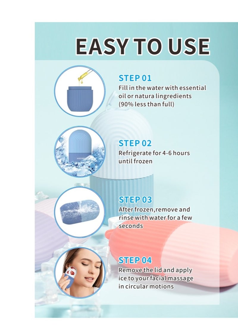 HieerBus Silicone Ice Roller For Face, Face Massagers,Skin Care Tool Reusable  Face Ice Mold  Shrink Pores Anti Wrinkle Reduce Puffiness,Blue  - Image 4