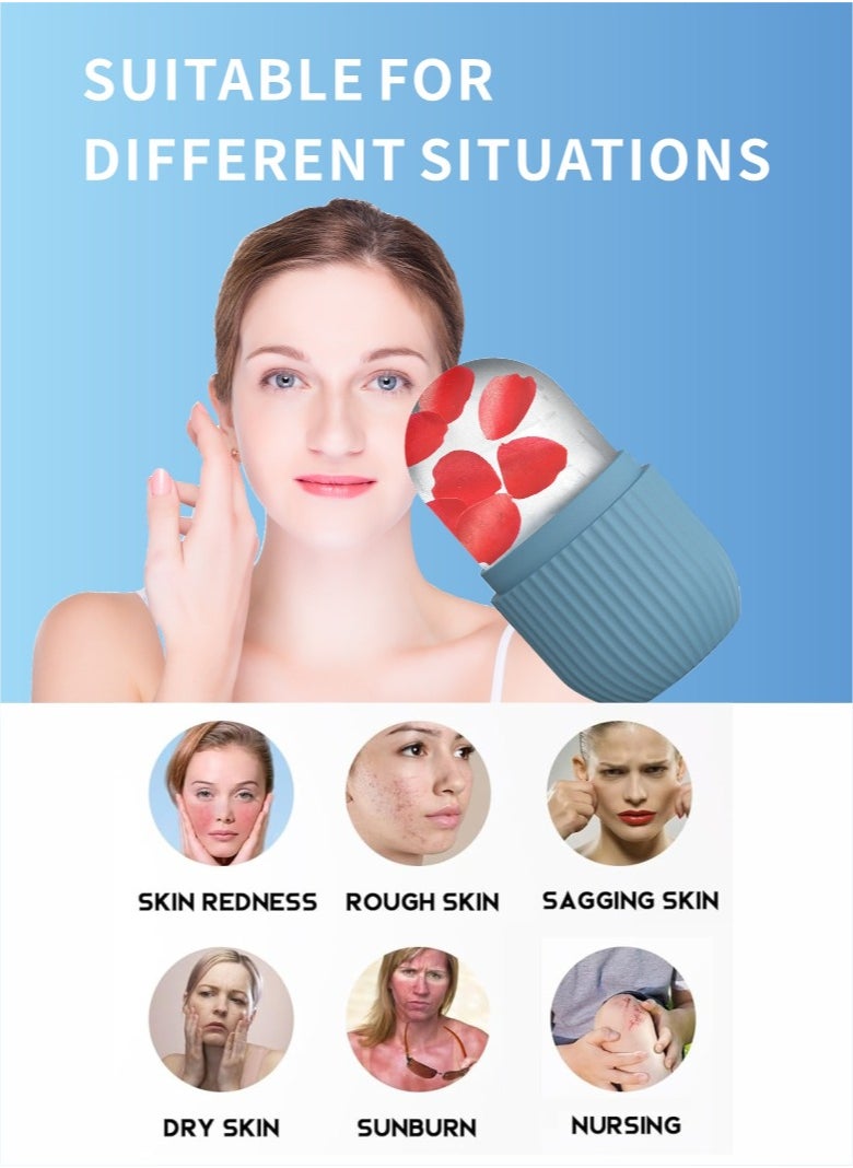 HieerBus Silicone Ice Roller For Face, Face Massagers,Skin Care Tool Reusable  Face Ice Mold  Shrink Pores Anti Wrinkle Reduce Puffiness,Blue  - Image 2