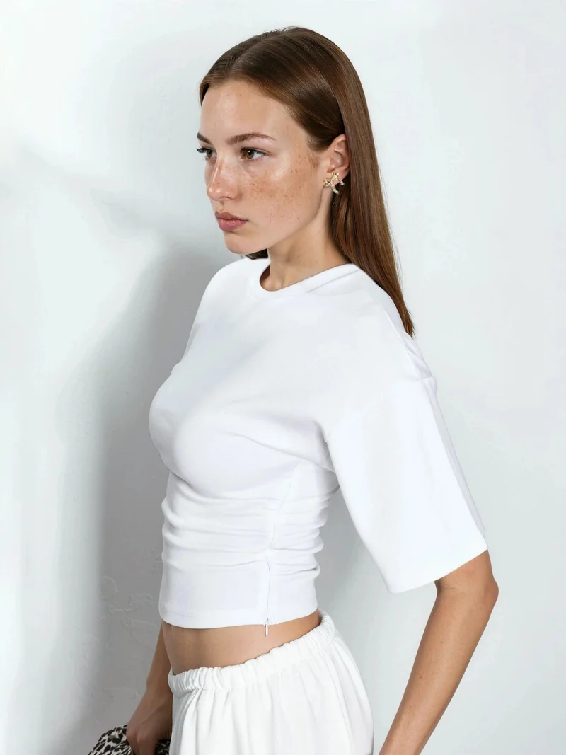 Qustyle QU STYLE Crew Neck Solid Cotton-Lycra T-Shirt