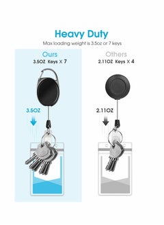 KASTWAVE Black Heavy Duty Retractable Badge Holder with Carabiner Reel with Belt Clip Key Keychain Badge Holders Carabiner Ring and Waterproof Vertical ID Card Holders for Name Card ID Card 3  - Image 2