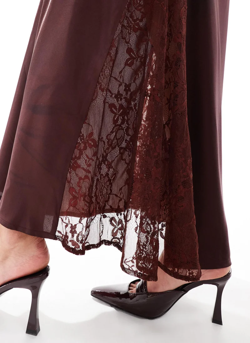 Miss Selfridge Satin Lace Mix Maxi Slip Dress