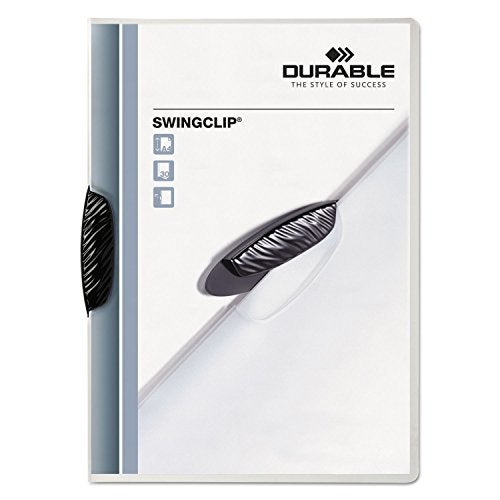 Durable غلاف تقرير متين مع SWINGCLIP - بحجم خطاب 8.5" × 11" بوصة - يحمل حتى 30 صفحة - غلاف شفاف ومشبك أسود - علبة من 25 - Image 1