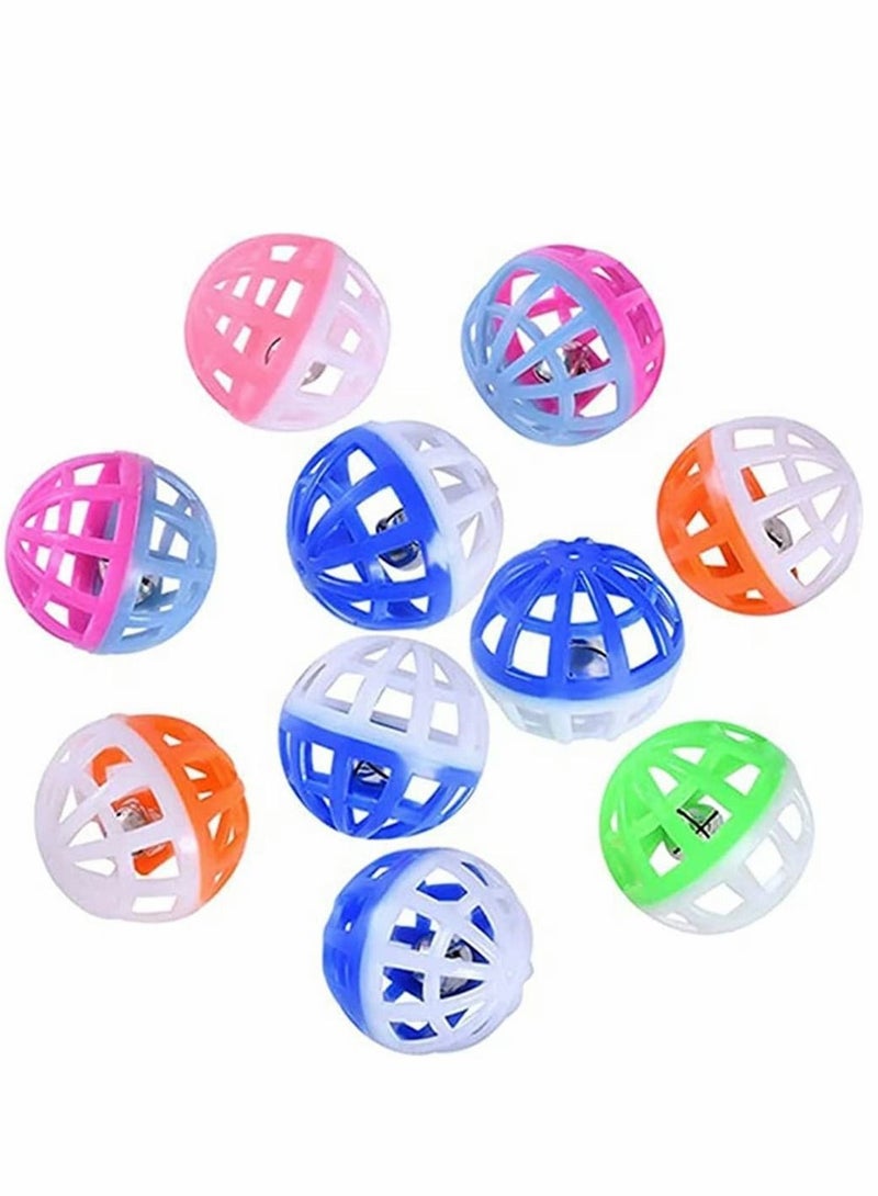 Y&D 10 Pcs Cat Toy Jingle Balls Fashion Two-color Bell for Birds Hamster Parrot and Other Pet, Random Color - Image 1