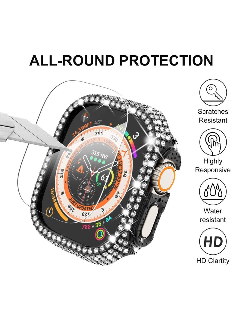 SOLARAE 3-Pack Compatible with Apple Watch Ultra 49mm Cases Crystal Diamond Protective Bumper Covers with Screen Protector for iWatch Ultra 2/Ultra Men Women, (49mm, Black/Rainbow/Clear) - Image 4