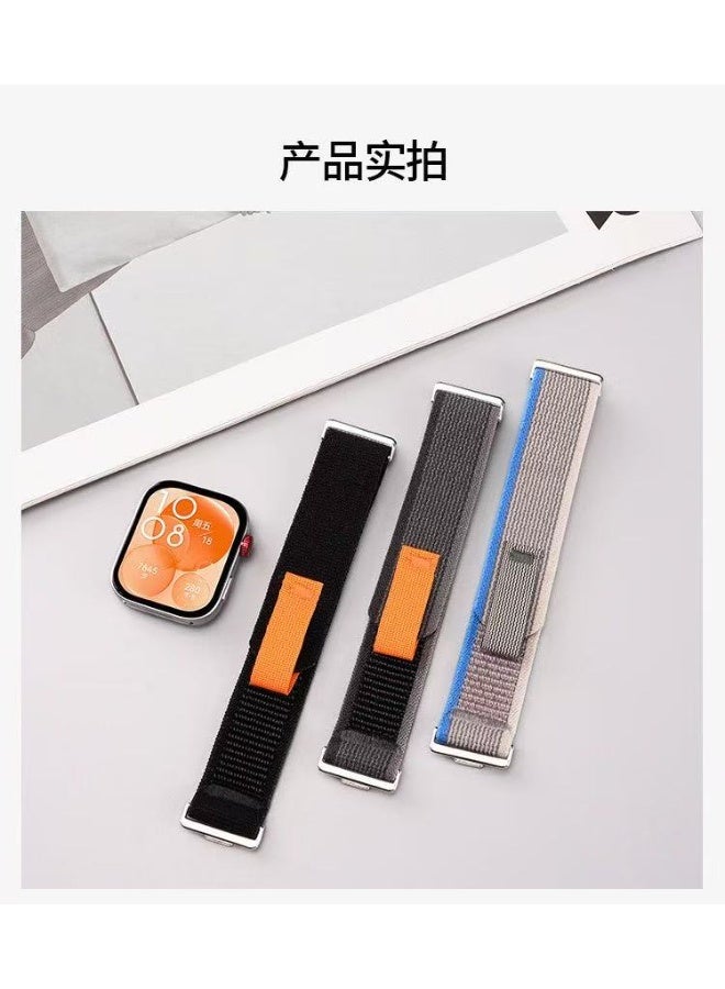 دكينج 3 قطع حزام نايلون دائري لساعة هواوي Fit4 / Fit4pro / Fit3 حلقة حزام بديل من النايلون مضفر ، متوافق مع حزام Huawei Watch Fit4 / Fit4pro / Fit3 أسود / أسود مع رمادي / أزرق مع رمادي - Image 2