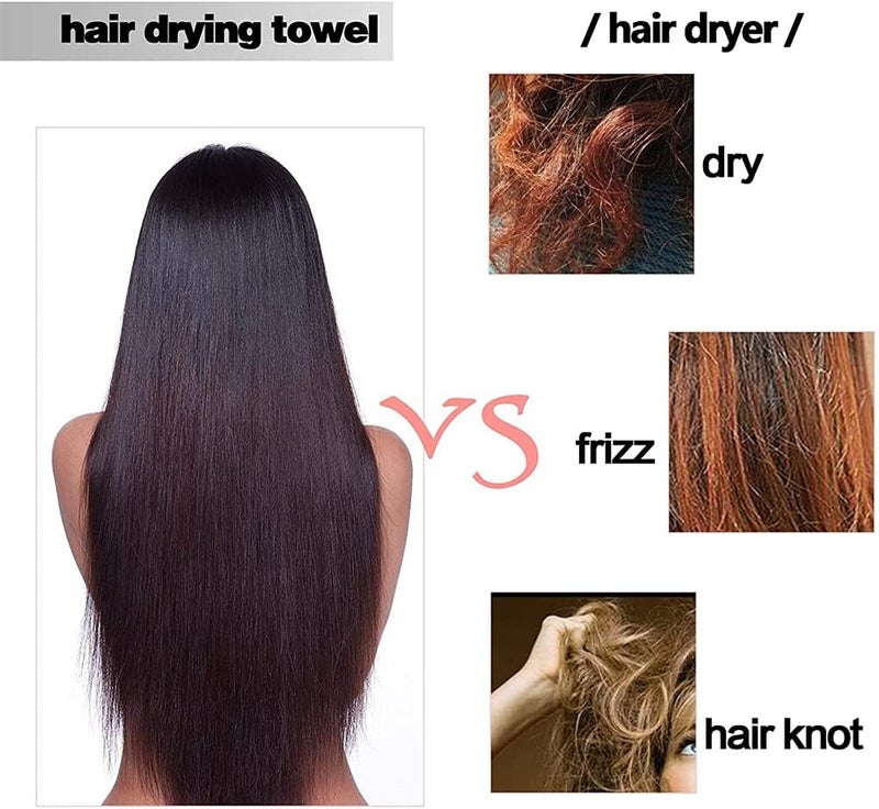 ELECDON Hair Drying Towel, 3 Pack Microfiber Super Absorbent Instant Hair Dry Wrap with Button Anti Frizz Soft Bath Shower Cap Head Towel for Girls Women Ladies Kids Long Thick Hair (Mermaid) - Image 3