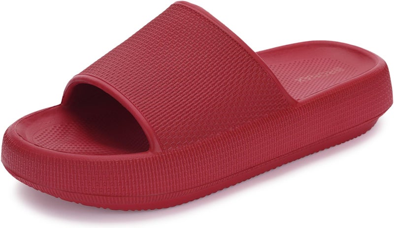 BRONAX Pillow Slippers for Women and Men | House Slides Shower Sandals | Cushioned Thick Sole 42-43 Red - Image 1