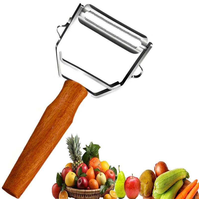 ANMIOU Vegetable Peeler, Stainless Steel Y-Shaped Blade with Wooden Handle, Multi-Purpose Kitchen Tool for Fruits and Vegetables, 6.3 Inches - Image 1