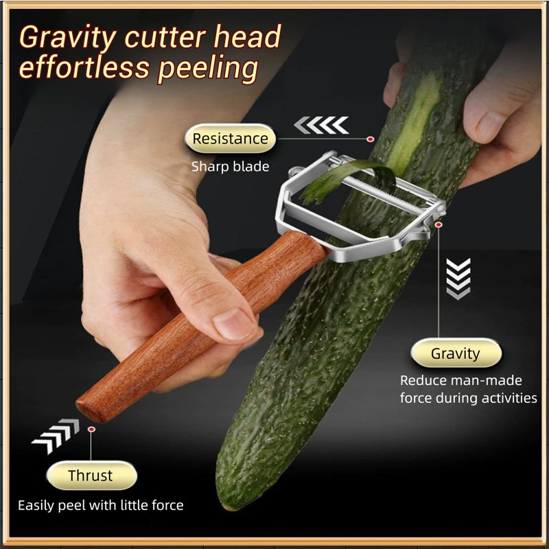 ANMIOU Vegetable Peeler, Stainless Steel Y-Shaped Blade with Wooden Handle, Multi-Purpose Kitchen Tool for Fruits and Vegetables, 6.3 Inches - Image 3