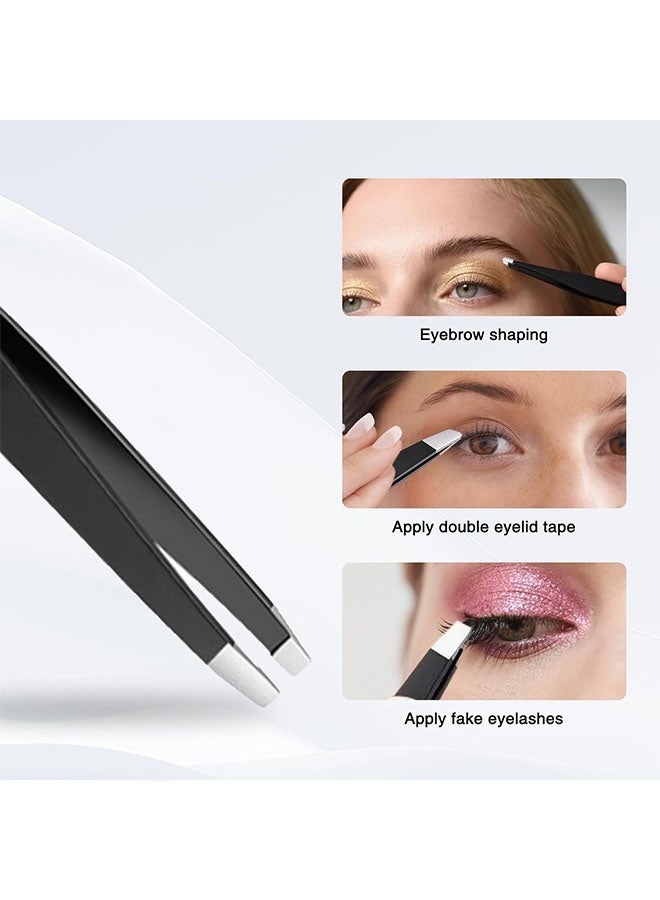 4 Piece Professional Tweezers Set with Storage Case, Stainless Steel Eyebrow, Facial Hair and Splinter Removal Tool, Great Precision for Facial Hair Removal for Men and Women - Image 4