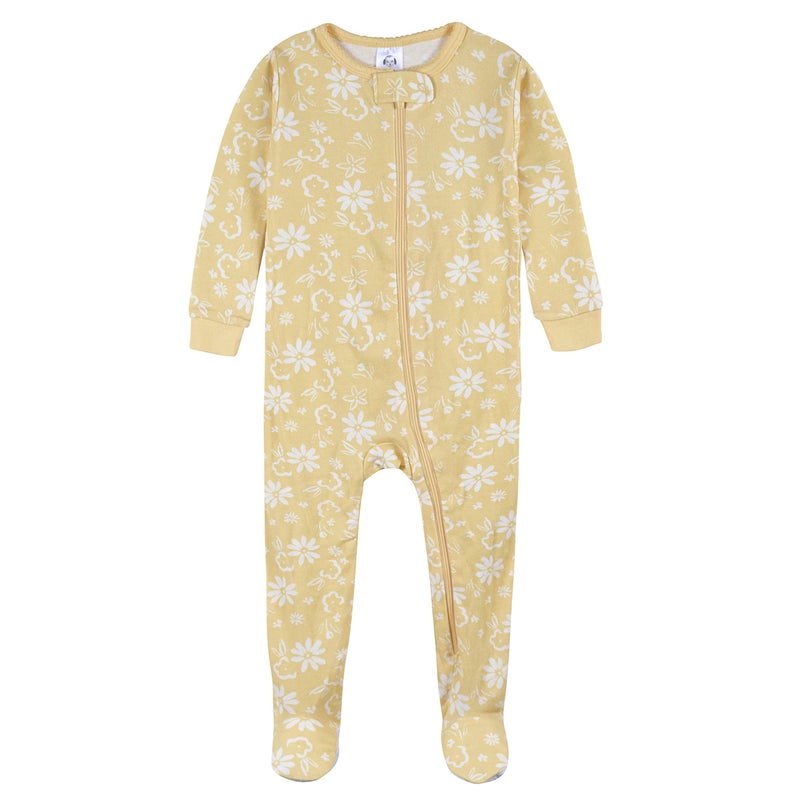 Gerber Baby Girls 2-pack Footed Pajamas And Toddler Sleepers, Rose Garden Yellow, 18 Months US - Image 3