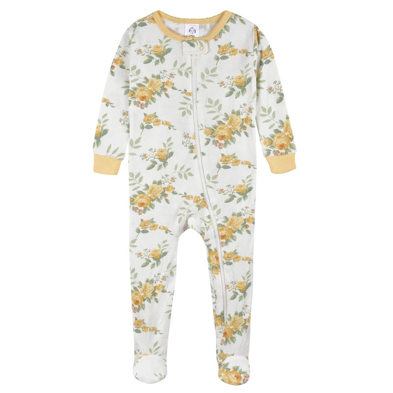 Gerber Baby Girls 2-pack Footed Pajamas And Toddler Sleepers, Rose Garden Yellow, 18 Months US - Image 2