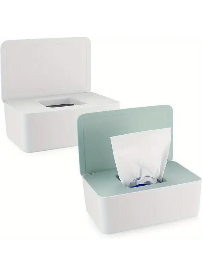 Green Wet Wipes Dispenser Box Hygienic Sealed Lid One Touch Access Compact Tissue Holder - Image 2