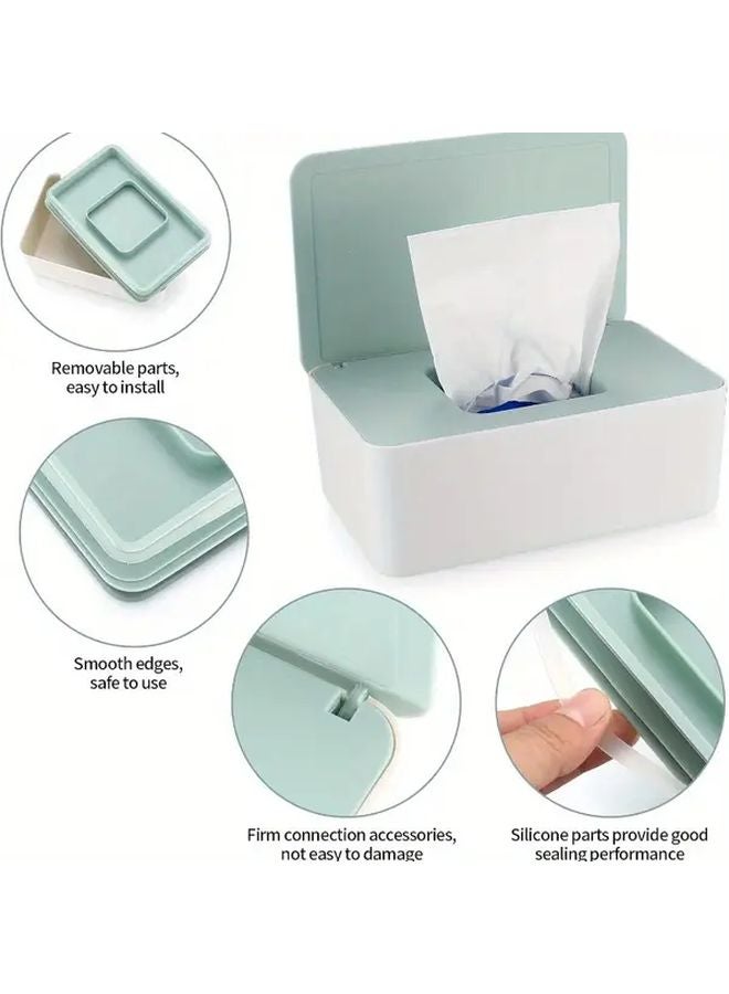 Green Wet Wipes Dispenser Box Hygienic Sealed Lid One Touch Access Compact Tissue Holder - Image 4
