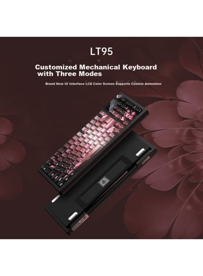 Langtu Lt95 Sakura Night Wired/wireless/bluetooth Three-mode Mechanical Keyboard Gasket Structure Rgb Lighting Effects Lcd Color Screen 10000mah Green Axis - Image 3