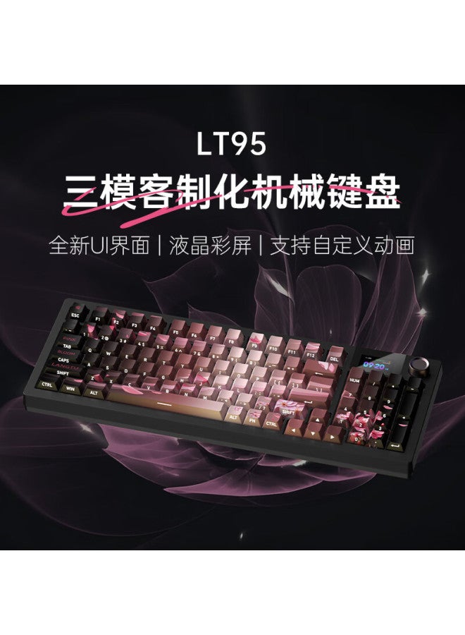 Langtu Lt95 Sakura Night Wired/wireless/bluetooth Three-mode Mechanical Keyboard Gasket Structure Rgb Lighting Effects Lcd Color Screen 10000mah Green Axis - Image 1