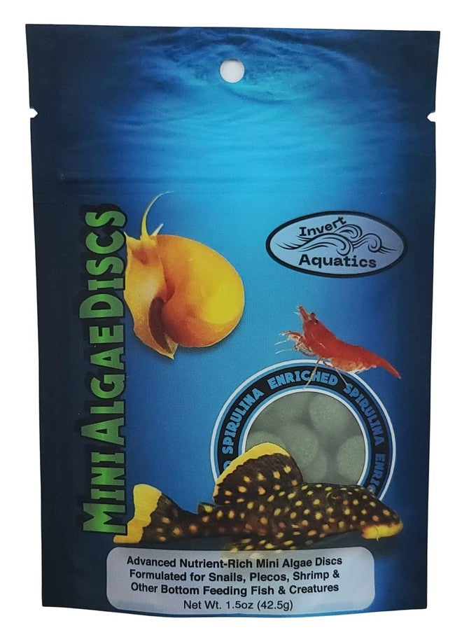 Invert Aquatics Mini Algae Discs - Sinking Diet for Snails, Shrimp & Bottom Feeding Fish (1.5oz (42,5g)) - Image 1