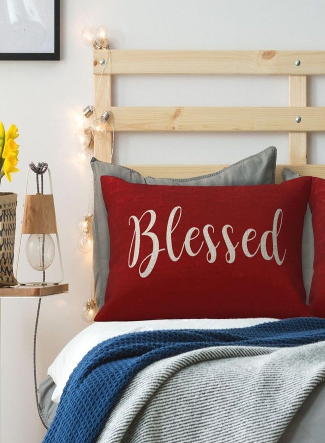 NIDITW Nice Gift Inspirational Blessed Words Waist Lumbar Red Cotton Linen Throw Pillow Case Cushion Cover for Sofa Home Christmas Decorative Oblong 12x20 Inches - Image 4
