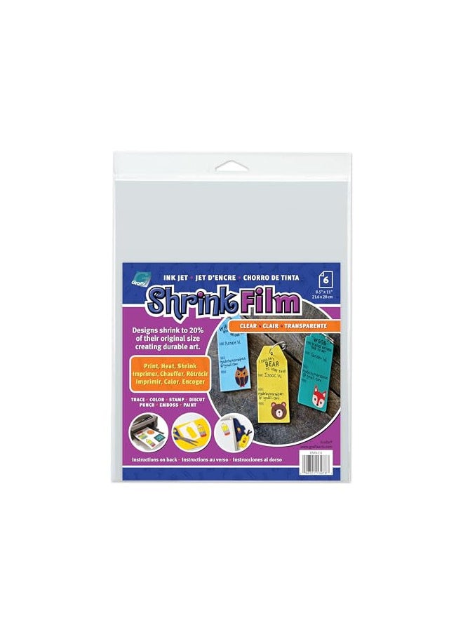 Grafix Grafix KSF6-CIJ Printable Shrink Film, 6 Count, 8.5-x-11-inch  - Image 1