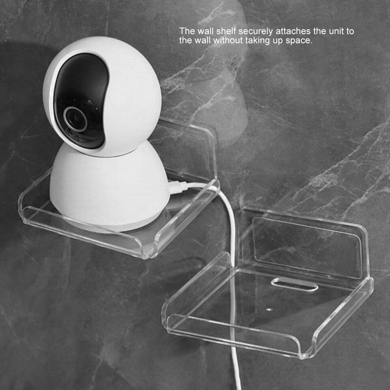2Pcs Clear Acrylic Wall Mount Speaker Stand Shelves for Home Office Audio Rack - Image 3