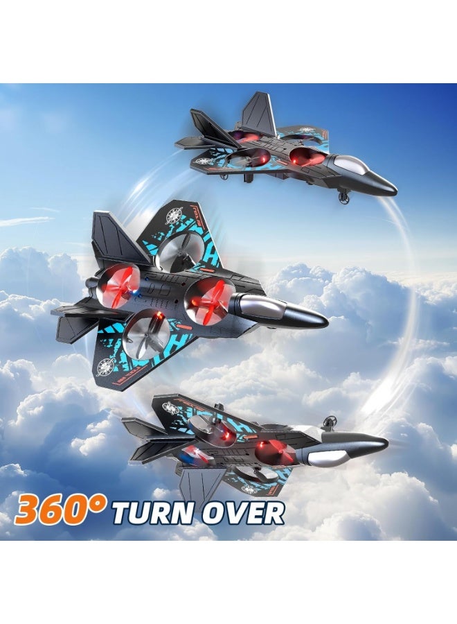 L0712 طائرة مقاتلة بدون طيار تعمل بالتحكم عن بعد للأطفال – طائرة RC بتردد 2.4 جيجاهرتز مع إمكانية الدوران 360 درجة، وأضواء LED، وإقلاع وهبوط بضغطة زر واحدة، وبطارية قابلة لإعادة الشحن، لعبة طائرة متينة مصنوعة من الفوم - Image 3