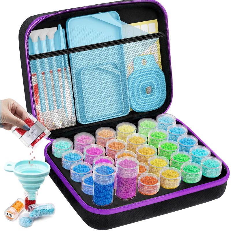 ARTDOT 30 Slots Storage Container for Diamond Art Kits for Adults, Portable Bead Storage Boxes for Diamond Painting Accessories and Tools - Image 1